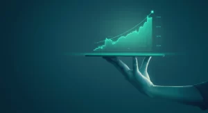 Accounting | Person holding a graph on a platter.