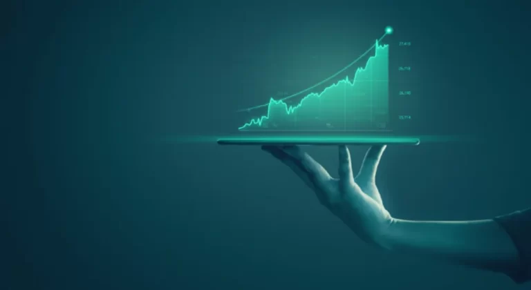 Accounting | Person holding a graph on a platter.