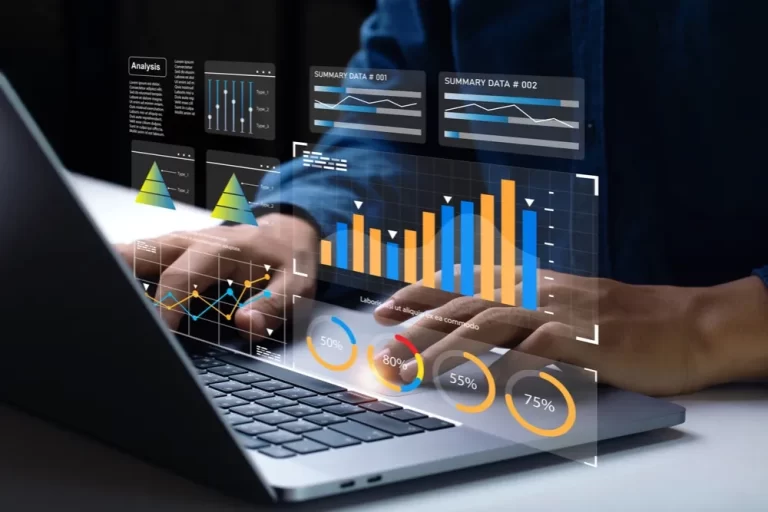 Accounting data | Accountant looking at data on a laptop.
