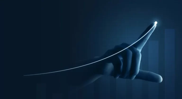 Business accounting | Graphic of a finger drawing an arrow curving upwards.