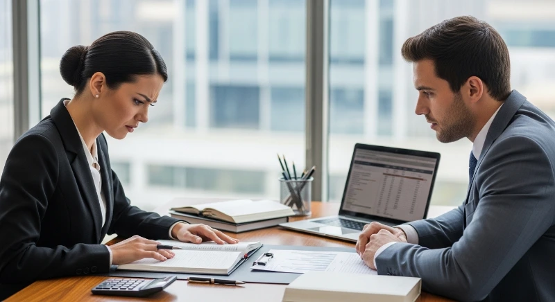 Business owner asking What is my business worth while looking at accounts
