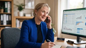 Clare Gunnell of Palmers Accounting Taking Call