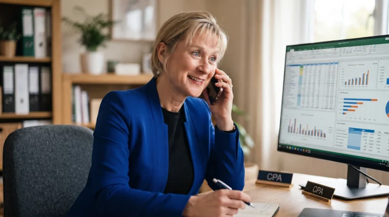 Clare Gunnell of Palmers Accounting Taking Call